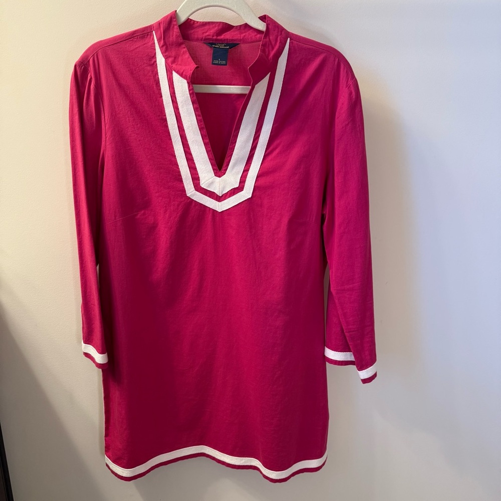 Brooks Brothers 346 Pink Cotton Tunic Top | V-Neck | Size Large